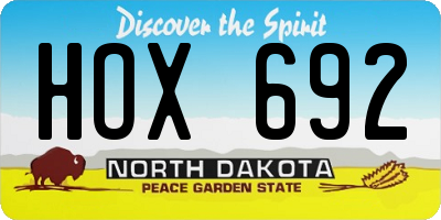 ND license plate HOX692