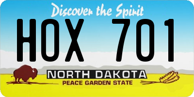 ND license plate HOX701