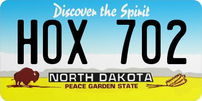 ND license plate HOX702