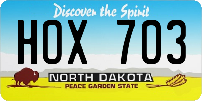 ND license plate HOX703