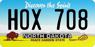 ND license plate HOX708