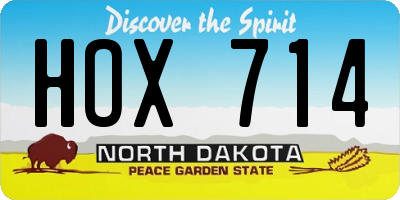 ND license plate HOX714