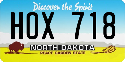 ND license plate HOX718