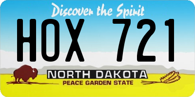 ND license plate HOX721