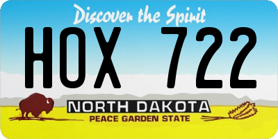 ND license plate HOX722