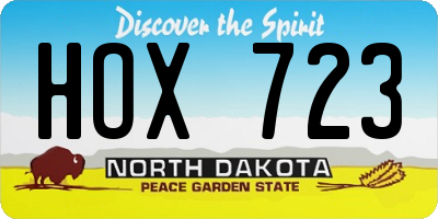 ND license plate HOX723