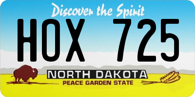 ND license plate HOX725