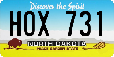 ND license plate HOX731