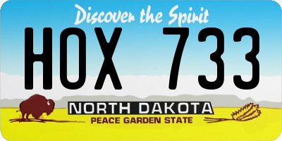 ND license plate HOX733