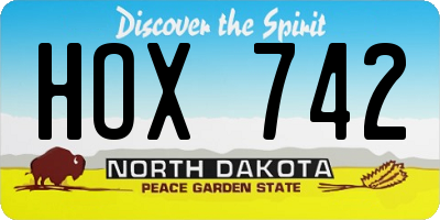 ND license plate HOX742