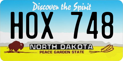 ND license plate HOX748