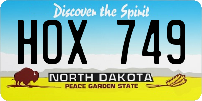 ND license plate HOX749