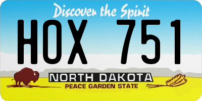 ND license plate HOX751