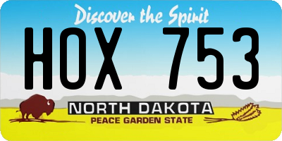 ND license plate HOX753