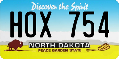 ND license plate HOX754