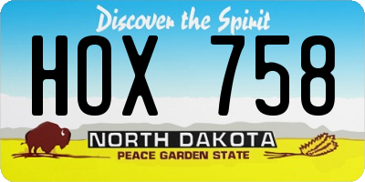 ND license plate HOX758