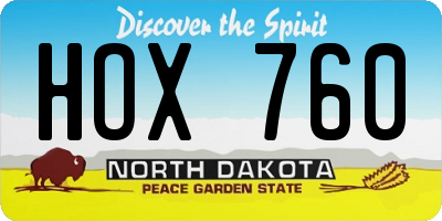 ND license plate HOX760