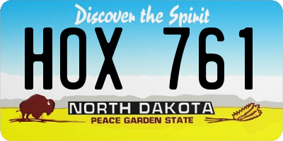 ND license plate HOX761