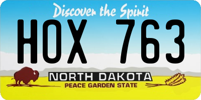 ND license plate HOX763