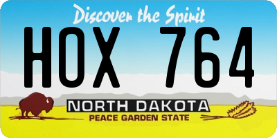 ND license plate HOX764