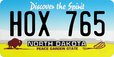 ND license plate HOX765