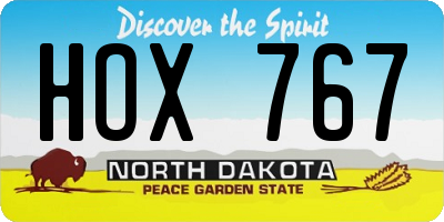 ND license plate HOX767