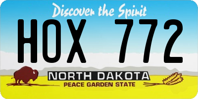 ND license plate HOX772