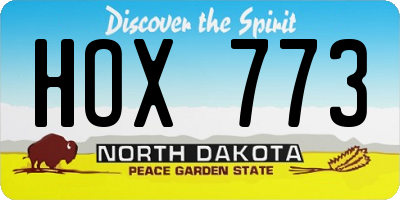 ND license plate HOX773