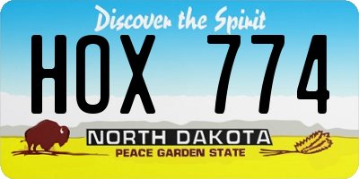 ND license plate HOX774