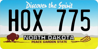 ND license plate HOX775