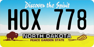 ND license plate HOX778
