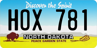 ND license plate HOX781