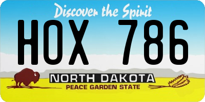 ND license plate HOX786