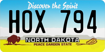 ND license plate HOX794