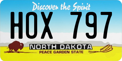 ND license plate HOX797
