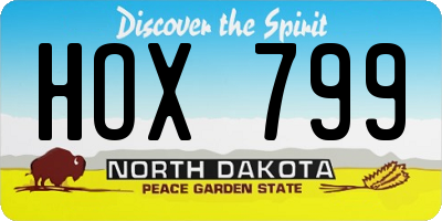 ND license plate HOX799