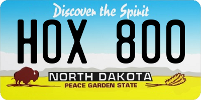 ND license plate HOX800