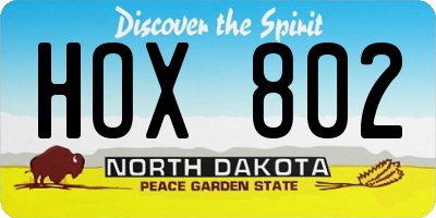 ND license plate HOX802