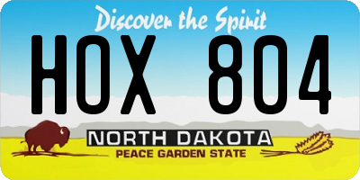ND license plate HOX804
