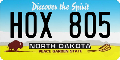 ND license plate HOX805