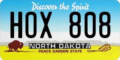 ND license plate HOX808