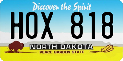 ND license plate HOX818