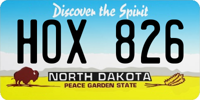 ND license plate HOX826