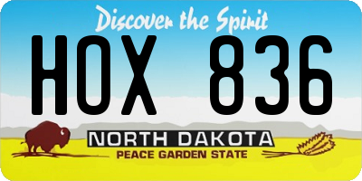 ND license plate HOX836