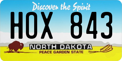 ND license plate HOX843