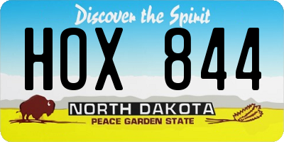 ND license plate HOX844