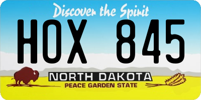 ND license plate HOX845