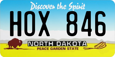 ND license plate HOX846