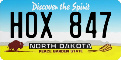 ND license plate HOX847