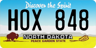 ND license plate HOX848